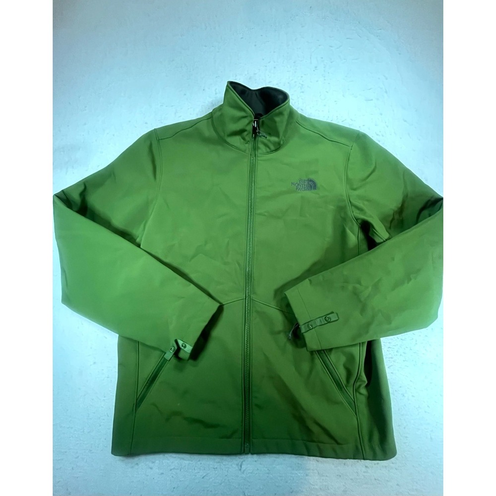 The North Face Softshell Jacket Men Medium Green Fleece Lined Full Zip Mock Neck